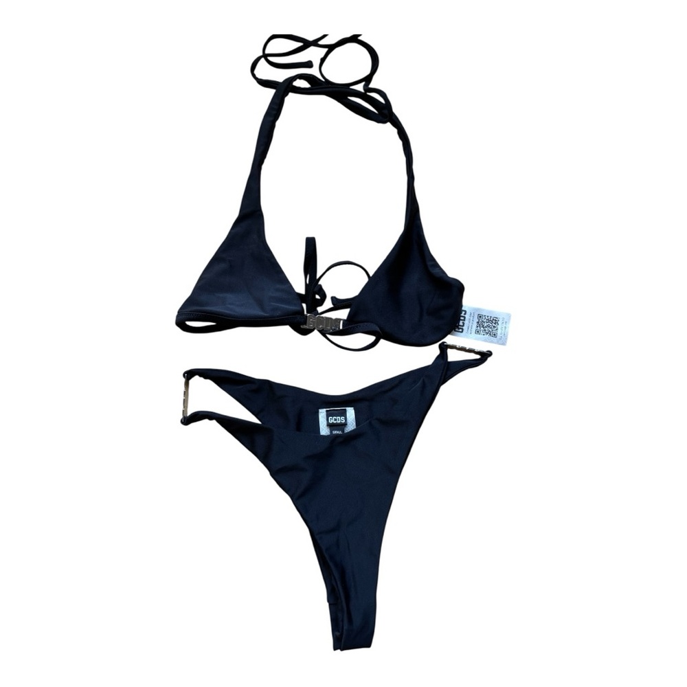 GCDS Logo Clip Black Bikini Set, Size S, NWOT